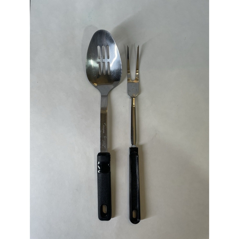 Vintage Best Results by EKCO Stainless Steel Slotted Spoon & 2 Prong Meat Fork